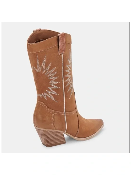 Dolce Vita Lawson Boot in Whiskey Nubuck Western Heeled Mid-Calf Boots 8 cowgirl - Picture 6 of 17